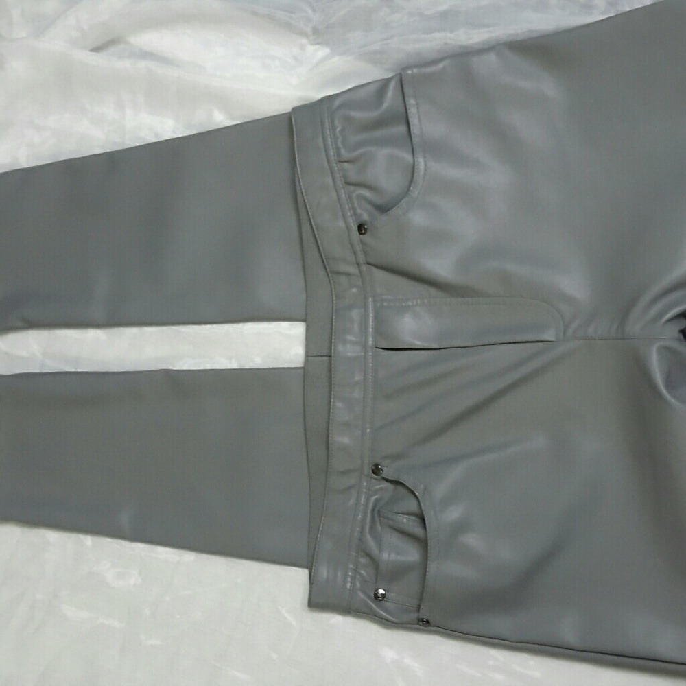 DG2 FAUX LEATHER PULL ON GRAY SRAIGHT LEG PANT M - Picture 6 of 7